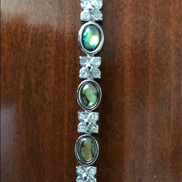 Jewelry - Silver Bracelet with Green Scarab-Shaped Stones